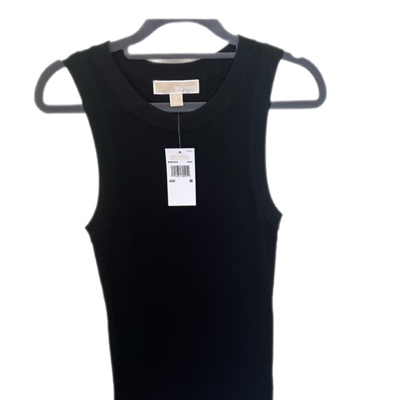 MICHAEL KORS Black Ribbed Knit Sleeveless Tank Top Medium - Picture 3 of 10